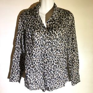 J crew “the perfect shirt” leopardprint buttondown